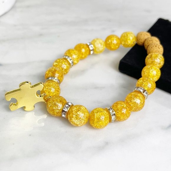 Whiskey Kiss Jewelry - Aromatherapy Autism Awareness Lava Stone Handmade